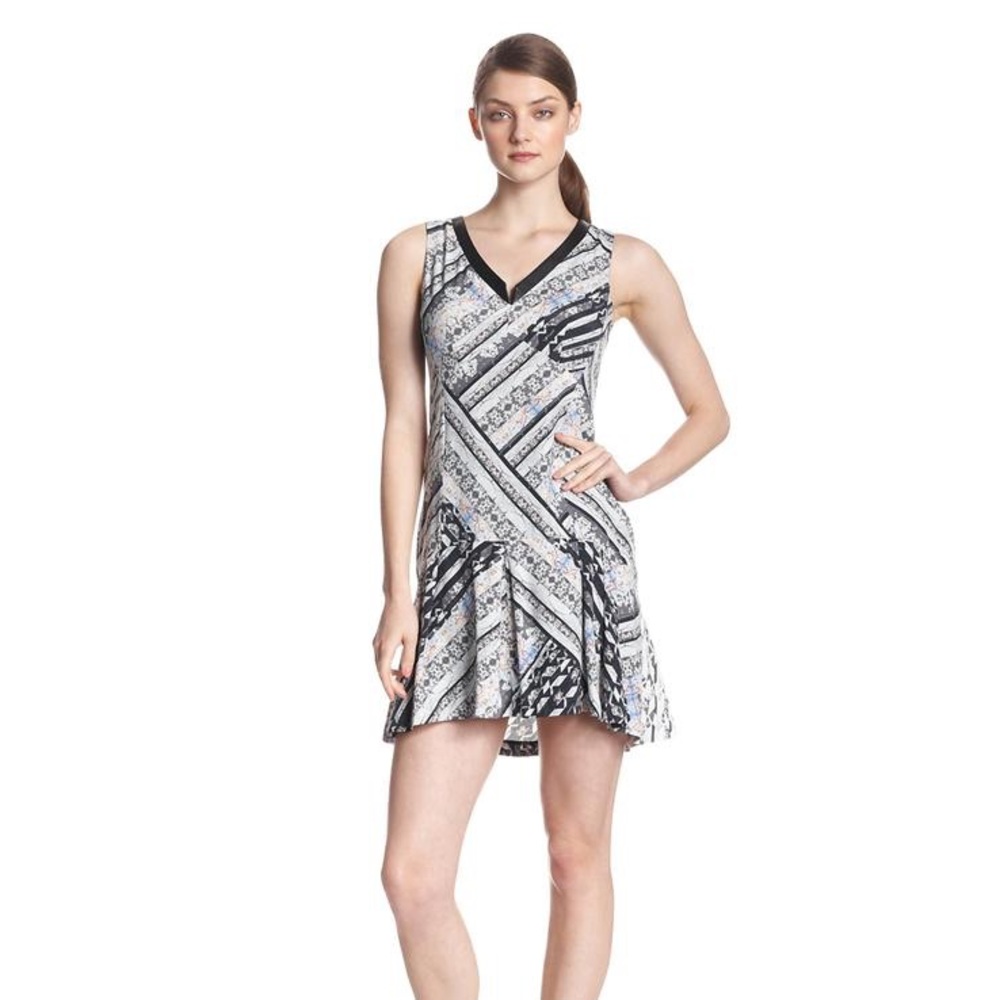 NWOT Nanette Lepore rayon dress w/leather trim
